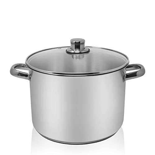 Krüger Edelstahl-Allzwecktopf - Kochtopf mit Deckel zum Sichtkochen - energiesparender Kapselboden - ideal für Feste, Partys und den alltäglichen Gebrauch (Allzwecktopf - 10 Liter) von KRÜGER