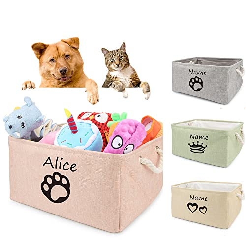 Korb Spielzeug Hund Pfote Personalisierte Pet Toy Storage Box Für Kleidung Benutzerdefinierte Katze Produkt Mit Namen Hund,Faltbare Hundefutteraufbewahrung (M 34x25x16cm) von KRUI