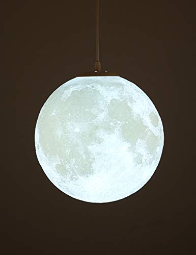 KRUIHAN Pendelleuchte Mond, 3D Drucken Mond Deckenleuchte, Industrielle Deco Planeten Lampe, Mondlampe Decke Leuchte Höhenverstellbar für Kinderzimmer Restaurant Schlafzimmer Wohnzimmer, 18cm von KRUIHAN