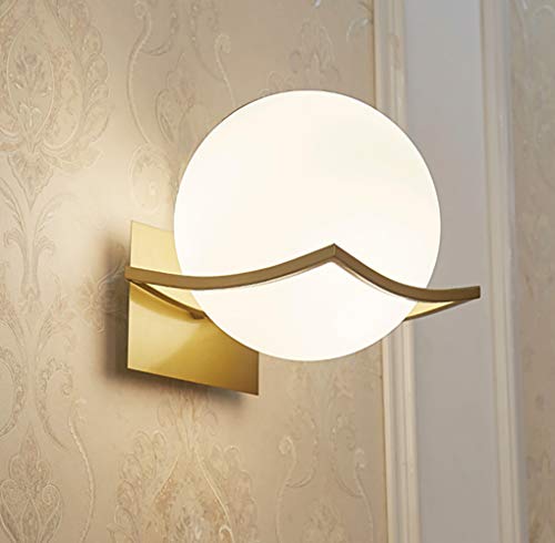 KRUIHAN LED Wandleuchte Innen, Wandlampe Glas, Wandlampe Rund, Modernes Design Glaskugel Wandleuchte für Badezimmer, Wohnzimmer, Schlafzimmer, Flur (Glühbirne Nicht Im Lieferumfang Enthalten), Gold von KRUIHAN