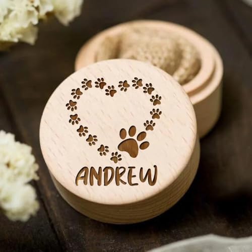 Aufbewahrungsbox für Tierhaare aus Holz, personalisierbar, zum Speichern von Zähnen, Gedenkgeschenk für Familie und Freunde (A) von KRUIJHEU