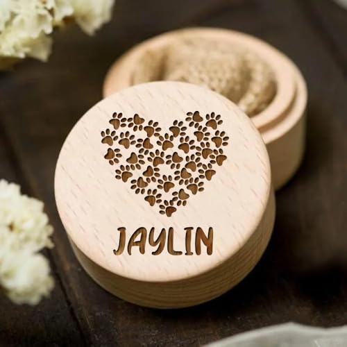 Aufbewahrungsbox für Tierhaare aus Holz, personalisierbar, zum Speichern von Zähnen, Gedenkgeschenk für Familie und Freunde (B) von KRUIJHEU