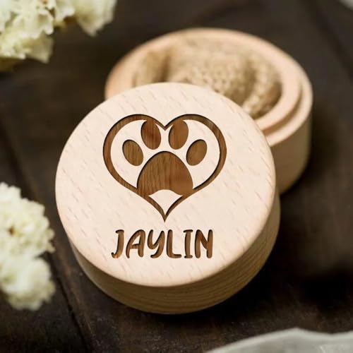 Aufbewahrungsbox für Tierhaare aus Holz, personalisierbar, zum Speichern von Zähnen, Gedenkgeschenk für Familie und Freunde (C) von KRUIJHEU