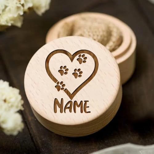 Aufbewahrungsbox für Tierhaare aus Holz, personalisierbar, zum Speichern von Zähnen, Gedenkgeschenk für Familie und Freunde (E) von KRUIJHEU