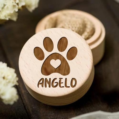 Aufbewahrungsbox für Tierhaare aus Holz, personalisierbar, zum Speichern von Zähnen, Gedenkgeschenk für Familie und Freunde (F) von KRUIJHEU