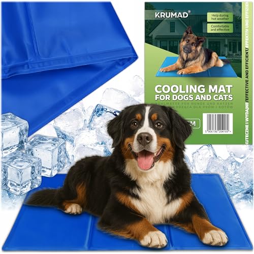 KRUMAD Kühlmatte Hund 110 x 70 cm, Selbstkühlend, Gel-Füllung, Wiederverwendbar, Wasserdicht, Hundematte Sommerdecke, Kühlmatte für Hunde & Katze, Blau KRUMAD Kühlmatte Hund 110 x 70 cm, Selbstkühlend, Gel-Füllung, Wiederverwendbar, Wasserdicht, Hundematte Sommerdecke, Kühlmatte für Hunde & Katze, Blau von KRUMAD