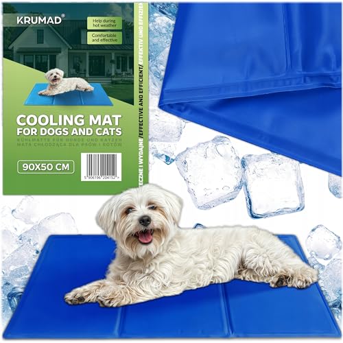KRUMAD Kühlmatte Hund 90 x 50 cm, Selbstkühlend, Gel-Füllung, Wiederverwendbar, Wasserdicht, Hundematte Sommerdecke, Kühlmatte für Hunde & Katze, Blau KRUMAD Kühlmatte Hund 90 x 50 cm, Selbstkühlend, Gel-Füllung, Wiederverwendbar, Wasserdicht, Hundematte Sommerdecke, Kühlmatte für Hunde & Katze, Blau von KRUMAD