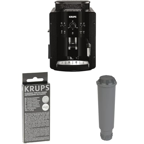 KRUPS Arabica Picto Kaffeevollautomat Set EA8108: Inklusive Milchschaumdüse und 2-Tassen-Funktion mit Reinigungstabletten XS3000 & Claris Wasserfilter-Kartusche F0880, Schwarz KRUPS Arabica Picto Kaffeevollautomat Set EA8108: Inklusive Milchschaumdüse und 2-Tassen-Funktion mit Reinigungstabletten XS3000 & Claris Wasserfilter-Kartusche F0880, Schwarz von KRUPS