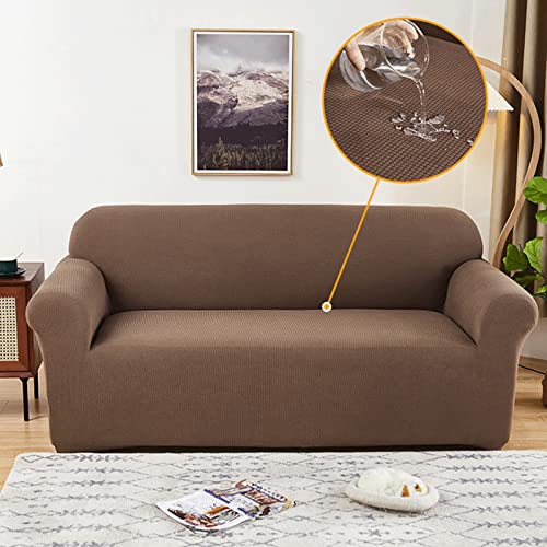 Stretch Sofa überzug Für 1/2/3/4 Sitzer Wasserdicht Sofabezug Waschbar Fit Couch überzug Sofa Abdeckung Mit Rutschfest Schaumstreifen,Haustiere Atmungsaktiv Schutzbezug(Size: 2 Seater,Color:Hellbraun) von KRUPTI