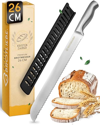 KRUSTENZAUBER 26 cm Brotmesser mit Wellenschliff – Scharfes Brotschneidemesser aus rostfreiem Edelstahl für präzises und müheloses Brotschneiden, Schneidemesser für Brot, Küchenmesser und Sägemesser KRUSTENZAUBER 26 cm Brotmesser mit Wellenschliff – Scharfes Brotschneidemesser aus rostfreiem Edelstahl für präzises und müheloses Brotschneiden, Schneidemesser für Brot, Küchenmesser und Sägemesser von KRUSTENZAUBER
