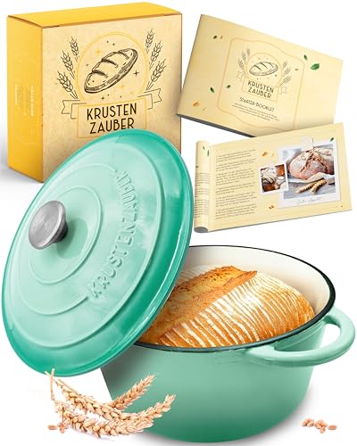 KRUSTENZAUBER Gusseisen Topf Brot Backen - Brotbackform mit Deckel von KRUSTENZAUBER