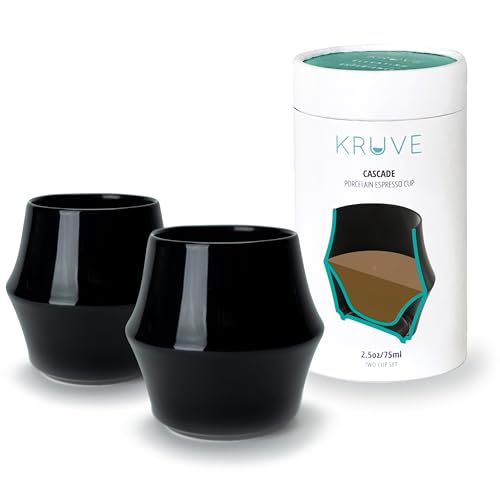 KRUVE Cascade Espressotasse aus Porzellan, doppelwandig, 70 ml, sensorisch, 2 Stück (schwarz) von KRUVE