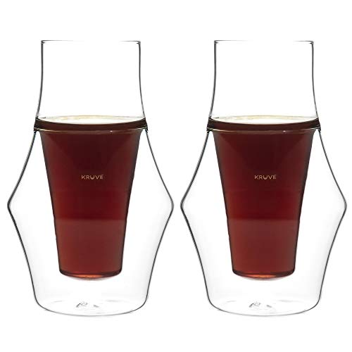 KRUVE EQ Inspire Kaffeegläser, handgefertigt, doppelwandig, transparent, 142 ml (Set mit zwei Inspire Gläsern) von KRUVE