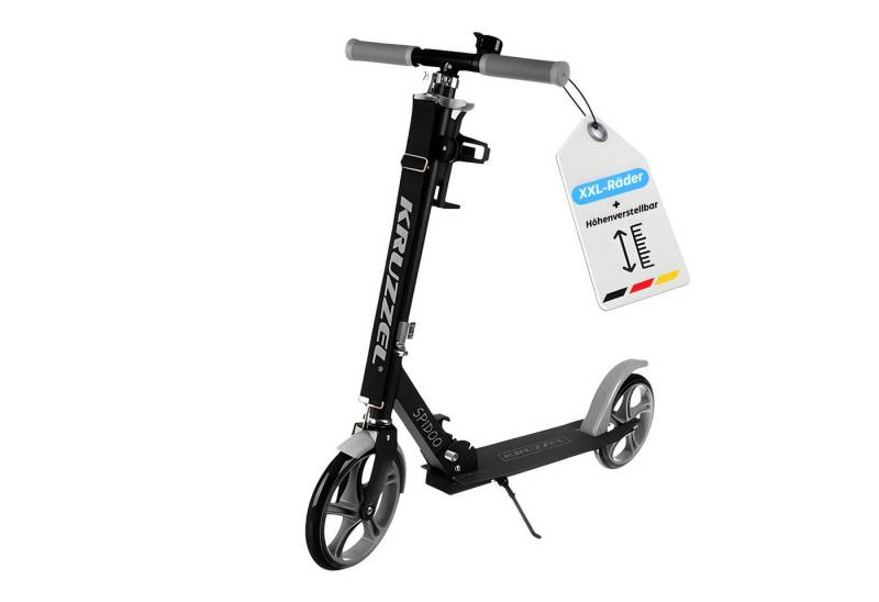 KRUZZEL Tretroller Cityroller Kickroller Scooter Erwachsene Kinder mit Tragegurt, (2 tlg), XXL-Räder höhenverstellbar von KRUZZEL