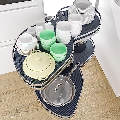 KRXSOBNV, 2-stufiger Eckschrank mit Schaukeltablett, Mehrzweck-Organizer, Eckregal, drehbarer Eckschrank, Jalousieregal, for 36 Zoll Links ，Eck-Organizer für die Küche(Left) von KRXSOBNV