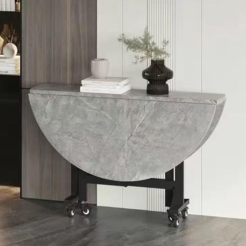 KRXSOBNV, Ausziehbarer Esstisch aus Holz mit 6 Rädern und stabilem Metallrahmen, Klapptische for kleine Räume, problemlos 400 kg belastbar ，Klappbarer Esstisch von KRXSOBNV