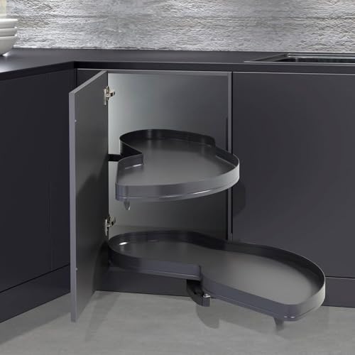 KRXSOBNV, Ausziehbares Eckregal for Schränke, drehbares Lagerregal, ausziehbares Eckregal for die Küche, ausziehbarer Organizer mit Absenkautomatik for 900-mm-Schränke ，Eck-Organizer für die Küche(Rig von KRXSOBNV