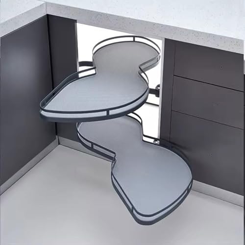 KRXSOBNV, Küchenschrank-Eckschublade mit Rollo for 900-mm- bis 1000-mm-Schränke, Rollo-Eckelement for die Küche, drehbares Doppelregal, jedes Tablett lässt sich unabhängig herausschwenken ，Eck-Organiz von KRXSOBNV