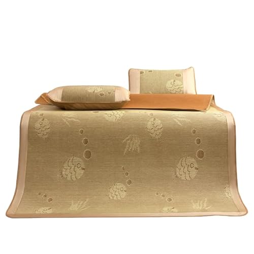 KRXSOBNV, Matratze Sommer Bambus Rattan Matte for Erwachsene Studenten Cool Kit Mapuba Kit faltbares tragbares Doppelbett,Sommer-Schlafmatten(3,150x200cm 3pcs Set) von KRXSOBNV
