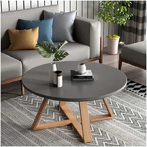 KRXSOBNV, Runder Couchtisch mit modernem Design, MDF-Platte und Holzbeinen, für Wohnzimmer, Schlafzimmer, Balkon, Büro, Sofa-Enden, Beistelltisch, Fußhocker (Grau, 70 cm) von KRXSOBNV