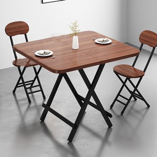 KRXSOBNV, Tragbarer klappbarer Esstisch, klappbarer Beistelltisch for den Außenbereich mit Dicker Tischplatte, Metallrahmen ，Klappbarer Esstisch(Brown,70cm/27.5in) von KRXSOBNV