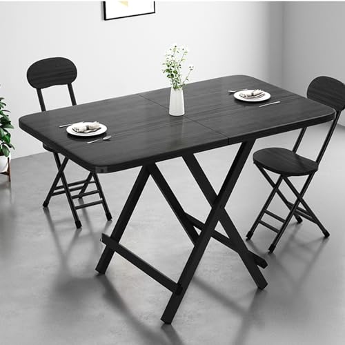 KRXSOBNV, Tragbarer klappbarer Esstisch, klappbarer Beistelltisch for den Außenbereich mit Dicker Tischplatte, Metallrahmen ，Klappbarer Esstisch(Svart,120cm/47.2in) von KRXSOBNV