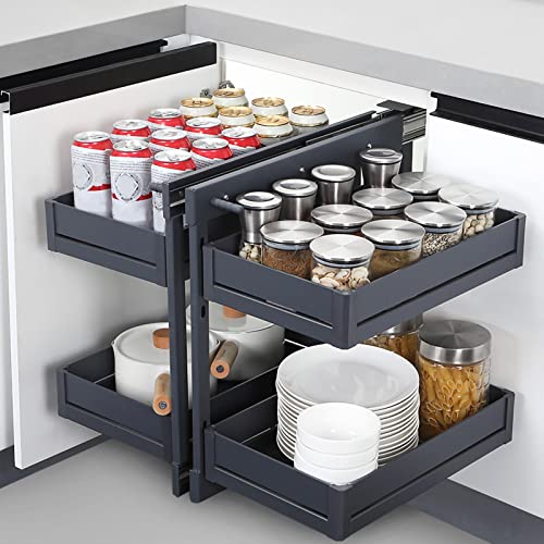 KRXSOBNV, mit 4 Regalen, höhenverstellbar, robuster Dämpfungsführung, Eckschrank-Aufbewahrung for Küchenschränke mit Einer Öffnung von ≥ 15 Zoll ，Eck-Organizer für die Küche von KRXSOBNV