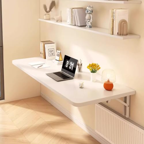 KRXSOBNV An der Wand montierte, klappbare Werkbank mit Regalhalterungen, Faltbarer Küchen-/Frühstücksbartisch, Drop-Leaf-Computer-/Laptop-Schreibtisch(L70xW30cm/L28xW12in) von KRXSOBNV