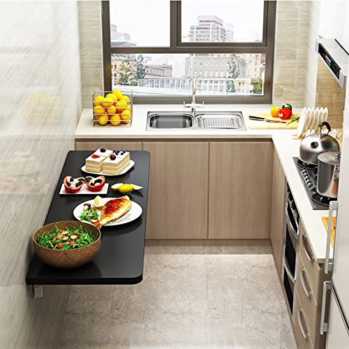 KRXSOBNV An der Wand montierter Klappschreibtisch, platzsparender Drop-Leaf-Computertisch for kleine Räume, Wäscheklapptisch for Esszimmer, Küche, Arbeitszimmer und Barbereich(Black,80x30cm/31x12in) von KRXSOBNV
