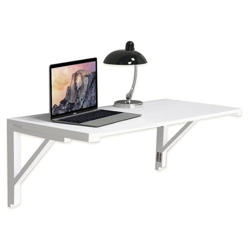 Wandmontierter Klappschreibtisch aus weißem Holz for die Küche, klappbarer Frühstücksbartisch mit Halterungen, schwebender Esstisch for kleine Räume, kompakter Wandschreibtisch for Computer und Laptop von KRXSOBNV