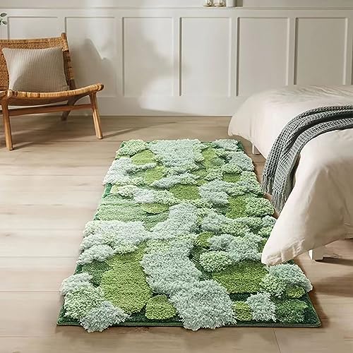 KRYCRHIA Moos Teppich 3D Stereo Unregelmäßiger Teppich Blumen Gras Moos Teppich für Wohnzimmer Schlafzimmer Zuhause Ästhetische Dekor Bodenmatte Indoor Boden Plüsch Shaggy Bereich Teppich Anti-Rutsch von KRYCRHIA