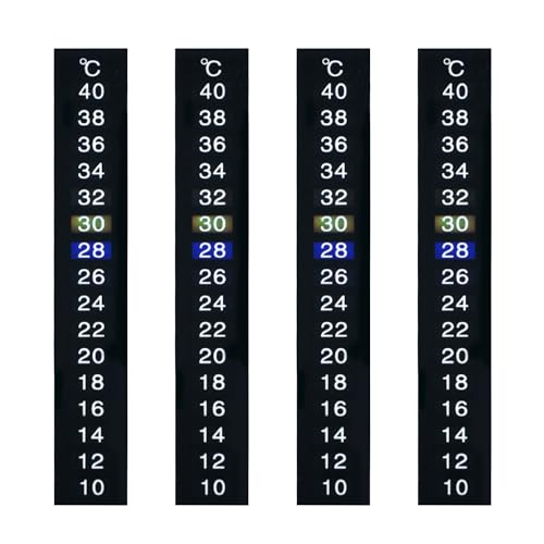 4 Stück Wassertemperatur-Aufkleber, Selbstklebendes Aquarium-Thermometer, Digitales Aquarium-Thermometer, Geeignet Für Die Haltung Von Schildkröten, Reptilien Und Zierfischen (Schwarz) von KRYMSON