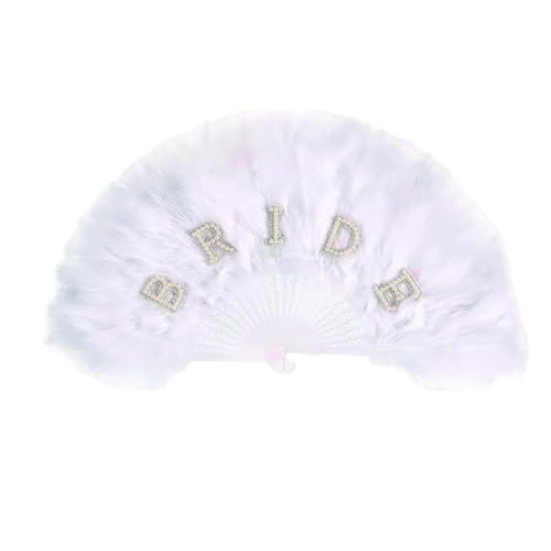 1 Stück Bride To Be Hand Fächer, Eleganter Fächer Hochzeit, Fecher Damen, Hochzeit Fächer, Klappbare Federfächer Handgehaltene für Burlesque, Handfächer Hochzeit Für Braut von KRYMXAR