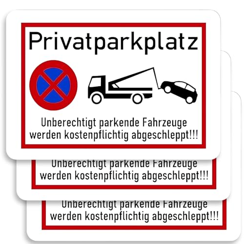 3 Parkverbotsschilder, Parken Verboten Schild Und Privatparkplatz Schild, Schilder Für Privatgrundstück Und Parkplatz, Stabile Warnschilder Für Privatgrundstück Parken Verboten von KRYMXAR