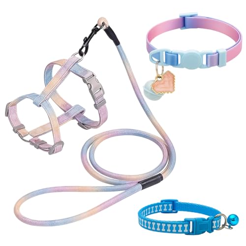 3 Stück Katzen Geschirr Set Mit Leine, Sicherheitsgeschirr Katze, Ausbruchsicheres Geschirr Für Katzen Und Kitten, Ideal Für Spaziergänge Und Autoreisen von KRYMXAR
