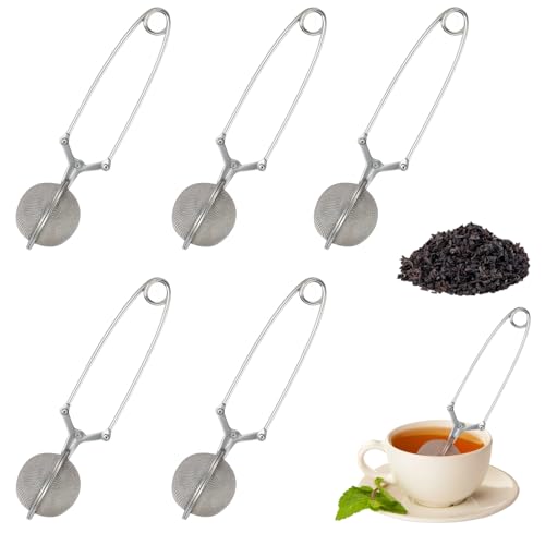 5 Stück Teesieb Für Losen Tee, Edelstahl Teeei Mit Feinem Sieb, Teezange Für Tasse Und Teekanne, Praktischer Teefilter Für Teeliebhaber Und Küchenhelfer von KRYMXAR