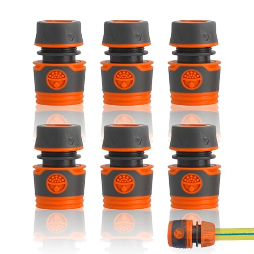6 Stück Schlauchkupplung 1/2 Zoll, Gardena Schlauchverbinder Set, Gartenschlauch Kupplung für Bewässerung, Haus und Garten, 5.8 cm Höhe, 3.8 cm Breite von KRYMXAR