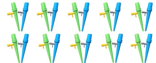 Automatische Bewässerungsspitzen Set, 10 Stück, Grün und Blau, Wasserspender für Pflanzen mit Regulierventil Automatische Bewässerungsspitzen Set, 10 Stück, Grün und Blau, Wasserspender für Pflanzen mit Regulierventil von KRYMXAR