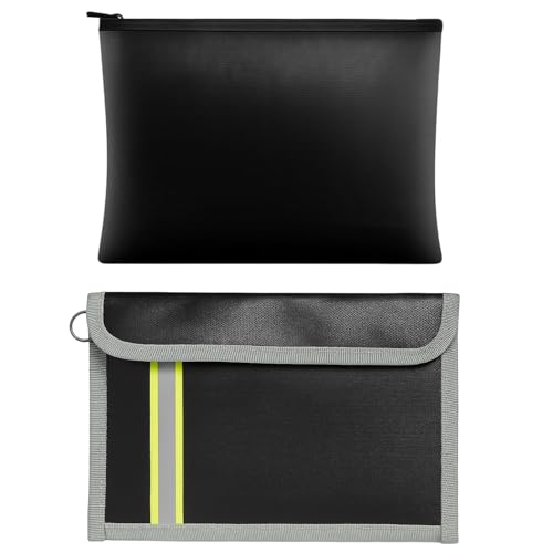 2 Stück Feuerfeste Dokumententasche, Feuerfeste Geldtasche Für Pass, Rechnungen Und Bargeld, Ideal Für Reisen Und Notfälle（21 X 13,5 cm） von KRYMXAR