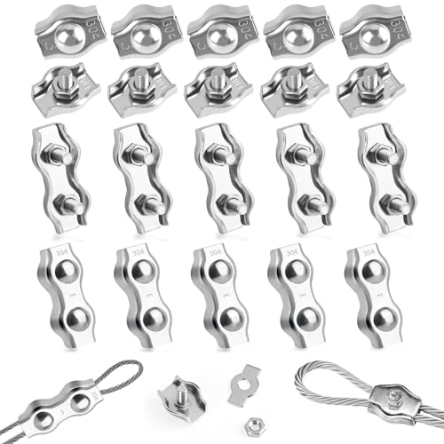 20er Set Drahtseilklemme aus Edelstahl 304, Duplex-Kabelklemme、Metallbefestigung für Drahtseile, Seilklemmen 3mm Und 2mm, Wäscheleine Befestigung, Rostfreie Seilverbinder Für Industrie, Bau 20er Set Drahtseilklemme aus Edelstahl 304, Duplex-Kabelklemme、Metallbefestigung für Drahtseile, Seilklemmen 3mm Und 2mm, Wäscheleine Befestigung, Rostfreie Seilverbinder Für Industrie, Bau von KRYMXAR
