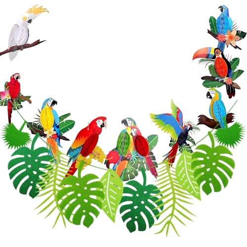 Dschungel Deko Geburtstag, 10-teiliges Set, Hawaii Party Deko Mit Tropischen Vögeln Und Blättern, Safari Deko Für Kindergeburtstag von KRYMXAR
