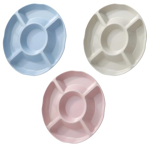 KRYMXAR 3er Set Snackteller mit Fächern, 24 x 24 cm Snacktablett für Obst und Antipasti, praktische Snackschalen für Familienfeiern und outdoor-Aktivitäten, einfach zu reinigen von KRYMXAR