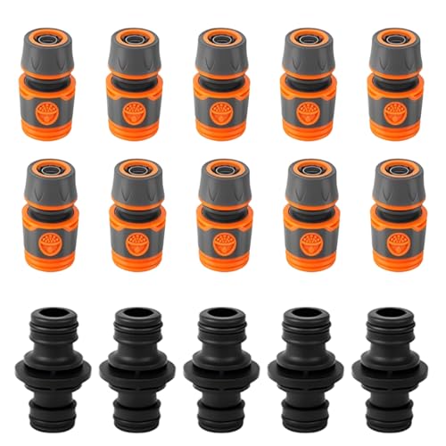 KRYMXAR Schlauchverbinder Set, 15 Stück Schlauchkupplung 1/2 Zoll, Gartenschlauch Verbinder für Gartenbewässerung, Autowäsche und Haushaltswasserleitung von KRYMXAR