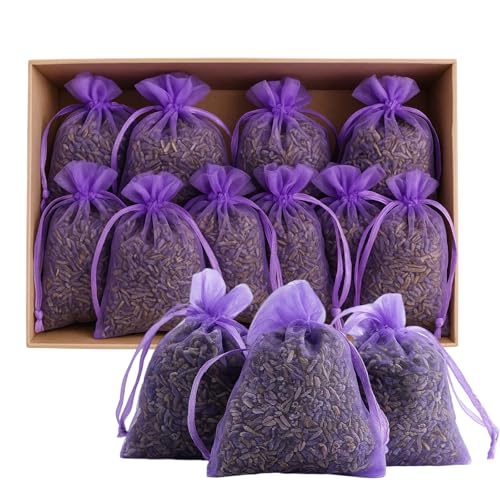 Lavendel Duftsäckchen Kleiderschrank, 22x Echter Getrocknetem Lavendelsäckchen, Mottenschutz Für Kleiderschrank Und Auto, Natürliche Und Raumduft, Verbessert Schlafqualität von KRYMXAR