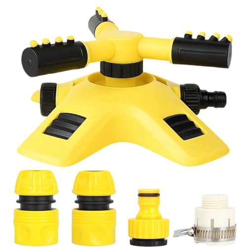 Rasensprenger 5er Set, Automatische 360° Drehfunktion für Gleichmäßige Bewässerung, Gartensprenger für Große Flächen, Robust von KRYMXAR
