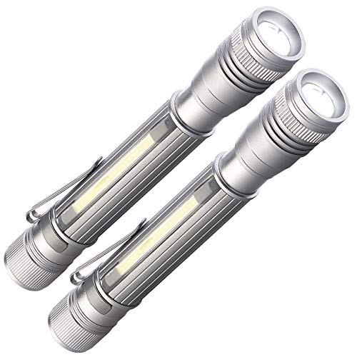 KryoLights Stablampe: 2er-Set 2in1-Akku-Profi-Pen-Light & Arbeitsleuchten mit COB-LEDs, USB (Taschenlampe Akku, Taschenlampe Led, Garten Beleuchtung) von KryoLights