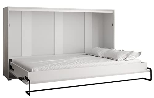 KRYSPOL Bett im Schrank Home, Ebenen, Schlafzimmer, Jugenzimmer, Modern Design (Weiß matt + Artisan Eiche, 120 x 200 cm) von MEBLE KRYSPOL