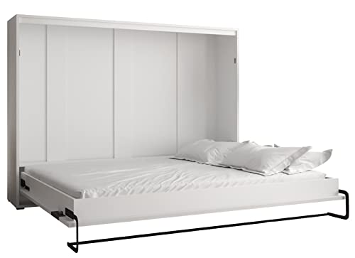 KRYSPOL Bett im Schrank Home, Ebenen, Schlafzimmer, Jugenzimmer, Modern Design (Weiß matt + Artisan Eiche, 160 x 200 cm) von MEBLE KRYSPOL