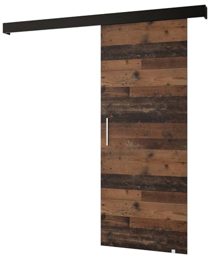 KRYSPOL Schiebetürsystem Salwador 1 Komplett-Set für Schiebetüren, Trennwände Innentüren, Modern Design (Old Style/Gitter: schwarz matt/Griff: Silber) von MEBLE KRYSPOL