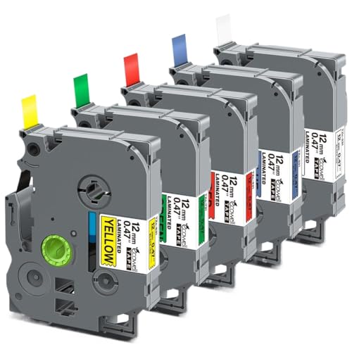 5PCS -Etikettenklebeband 12mm kompatibel mit PT H110 -Etikettiermacher Kompatibel mit 131 431 531 631 731 Modelle(5Mixed Colors) von KRZkwA